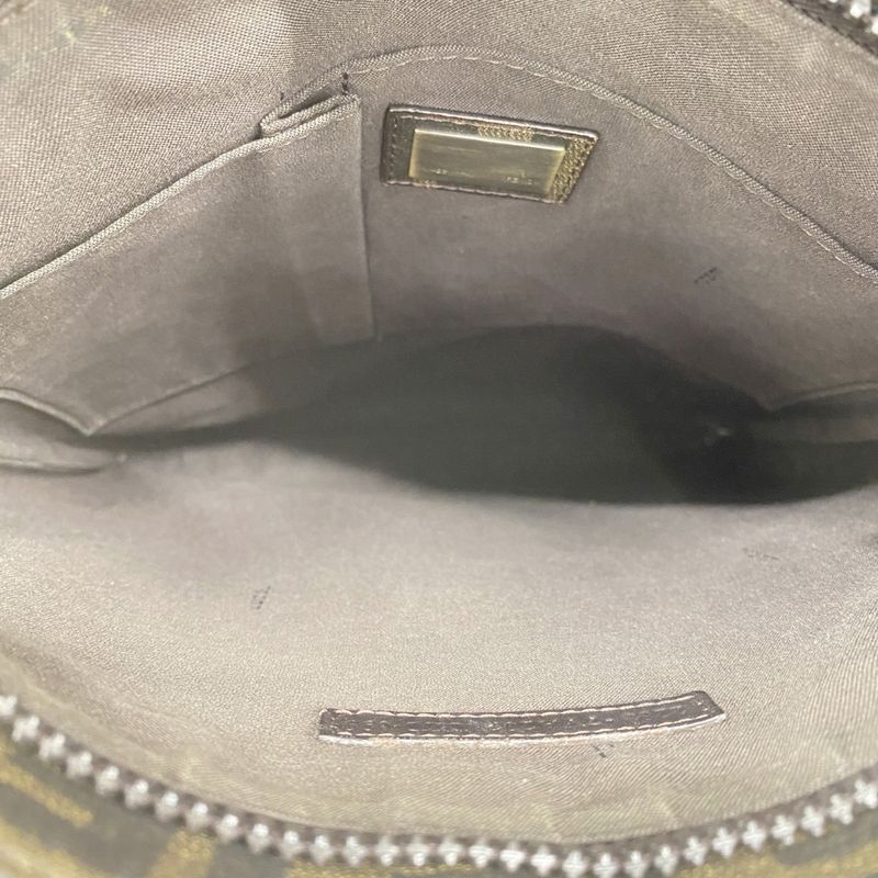 Fendi Shoulder Bag Zucca PVC Brown Gold Hardware Ladies