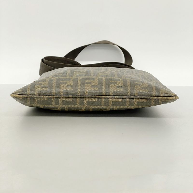 Fendi Shoulder Bag Zucca PVC Brown Gold Hardware Ladies