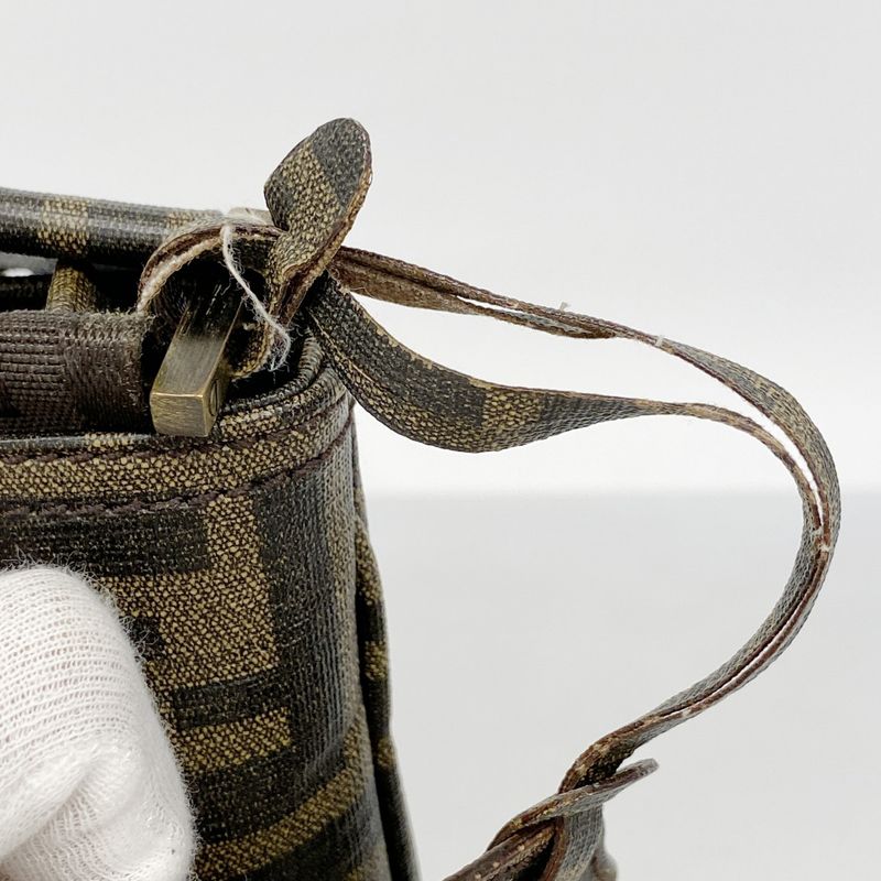 Fendi Shoulder Bag Zucca PVC Brown Gold Hardware Ladies