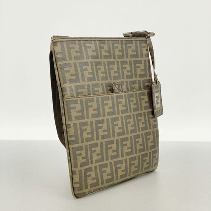 Fendi Shoulder Bag Zucca PVC Brown Gold Hardware Ladies