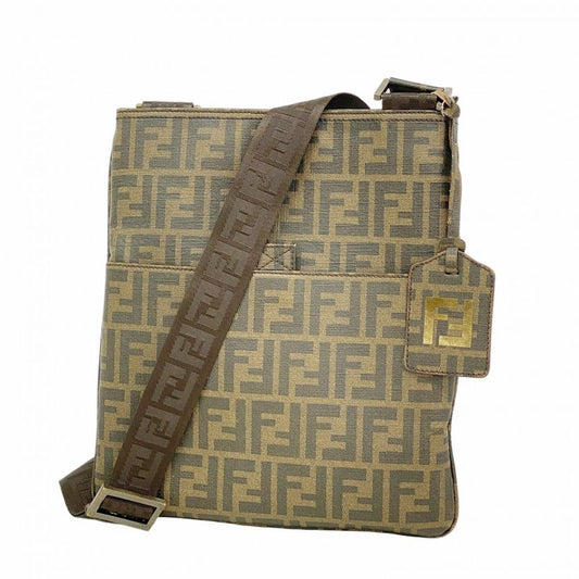 Fendi Shoulder Bag Zucca PVC Brown Gold Hardware Ladies