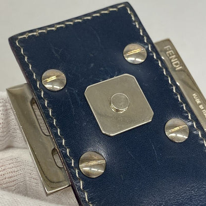 Fendi Handbag Zucchino Nylon Canvas Navy Silver Hardware Women's