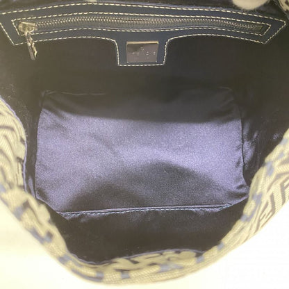 Fendi Handbag Zucchino Nylon Canvas Navy Silver Hardware Women's