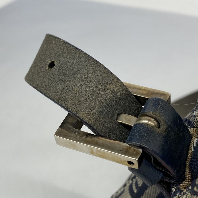 Fendi Shoulder Bag Zucchino Nylon Canvas Navy Silver Hardware Women's