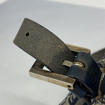 Fendi Shoulder Bag Zucchino Nylon Canvas Navy Silver Hardware Women's