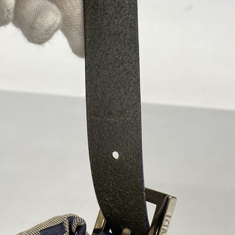 Fendi Shoulder Bag Zucchino Nylon Canvas Navy Silver Hardware Women's