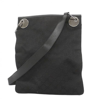 Gucci Shoulder Bag GG Canvas 120842 Canvas Black Silver Hardware Women's