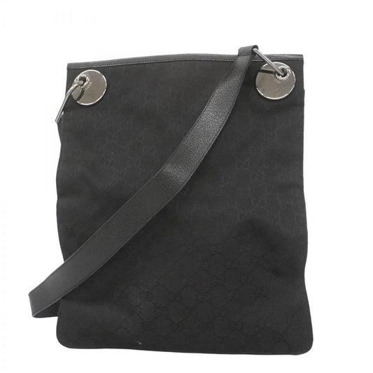 Gucci Shoulder Bag GG Canvas 120842 Canvas Black Silver Hardware Women's