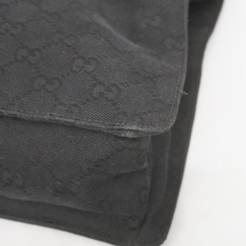 Gucci Shoulder Bag GG Canvas 120842 Canvas Black Silver Hardware Women's