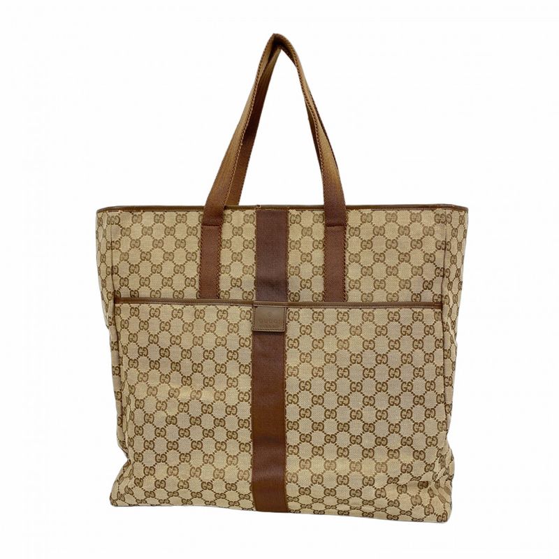 Gucci Tote Bag GG Canvas 90481 Canvas Brown Silver Hardware Ladies