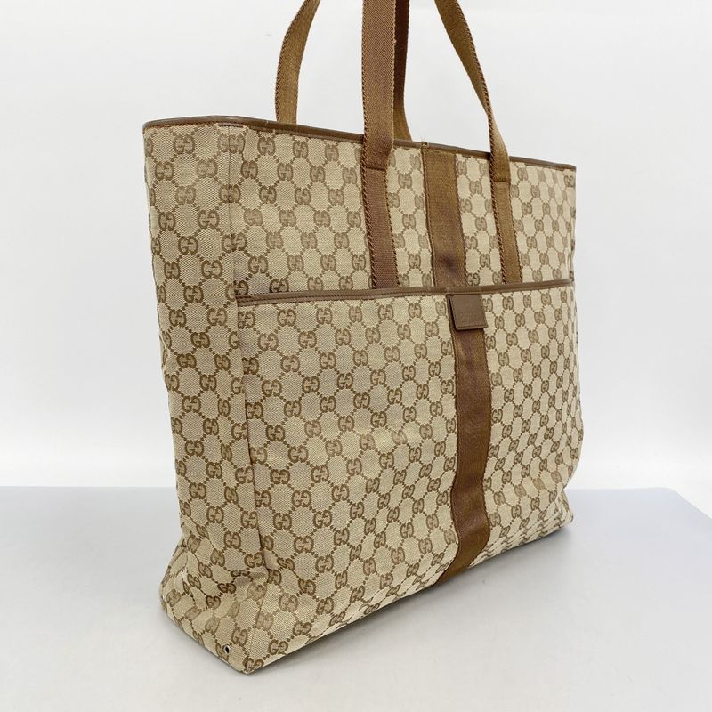 Gucci Tote Bag GG Canvas 90481 Canvas Brown Silver Hardware Ladies