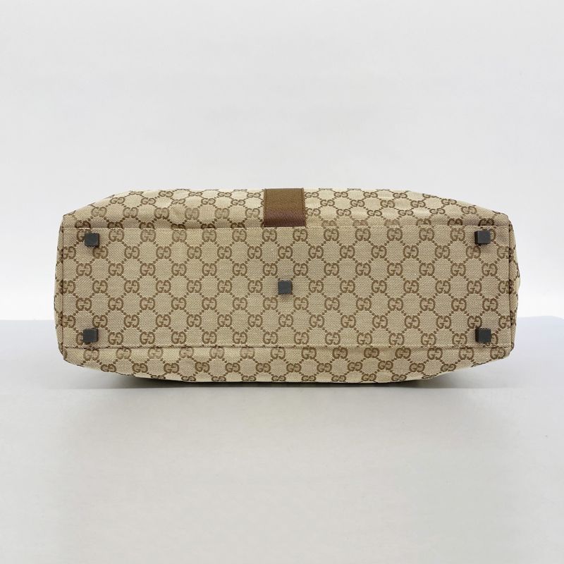 Gucci Tote Bag GG Canvas 90481 Canvas Brown Silver Hardware Ladies