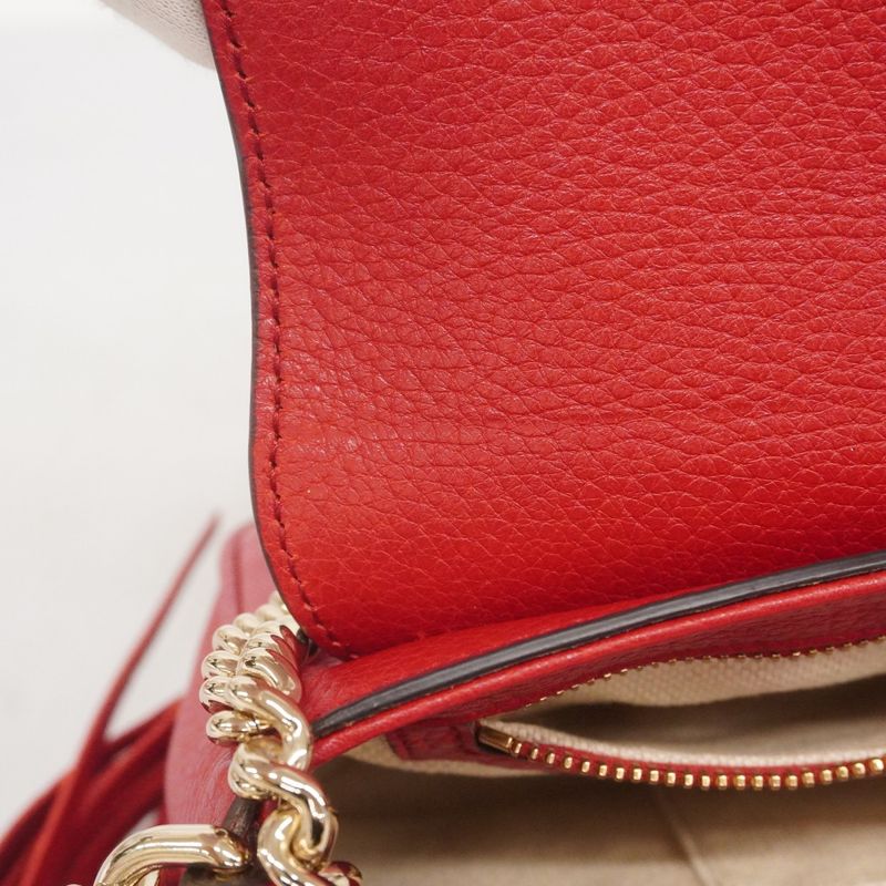Gucci Shoulder Bag Soho 336752 Leather Red Chien Pan Gold Hardware Ladies