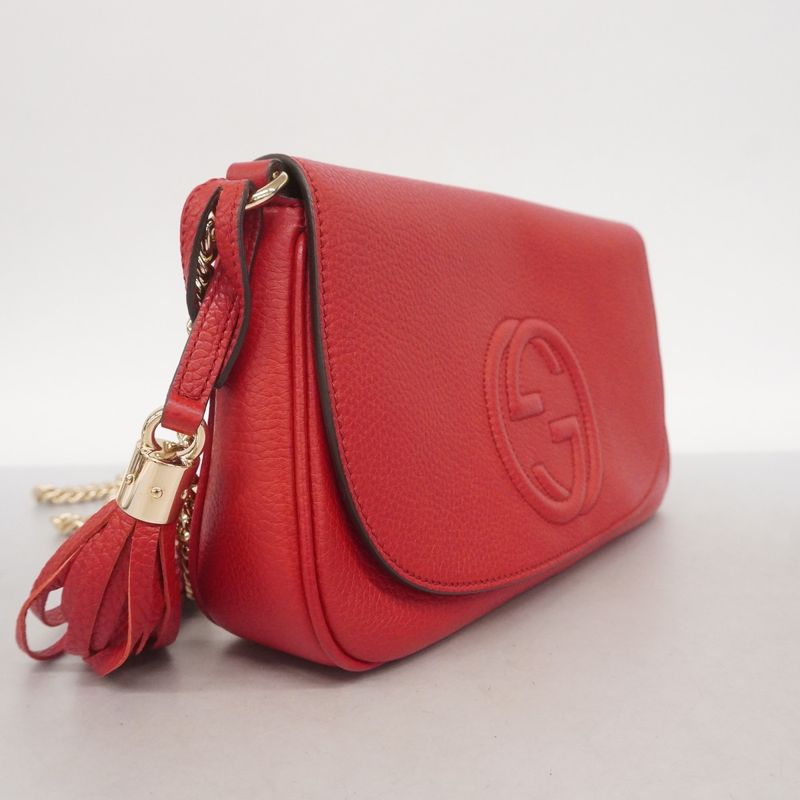 Gucci Shoulder Bag Soho 336752 Leather Red Chien Pan Gold Hardware Ladies