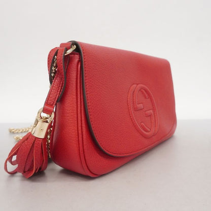 Gucci Shoulder Bag Soho 336752 Leather Red Chien Pan Gold Hardware Ladies