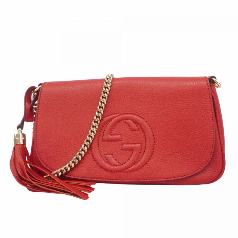 Gucci Shoulder Bag Soho 336752 Leather Red Chien Pan Gold Hardware Ladies