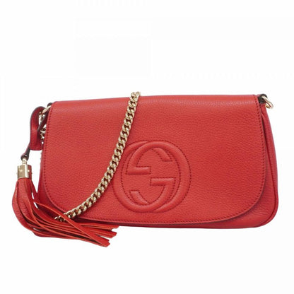 Gucci Shoulder Bag Soho 336752 Leather Red Chien Pan Gold Hardware Ladies