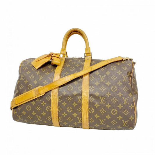 Louis Vuitton Boston Bag Monogram Keepall Bandoliere 45 M41418 Brown Men Women
