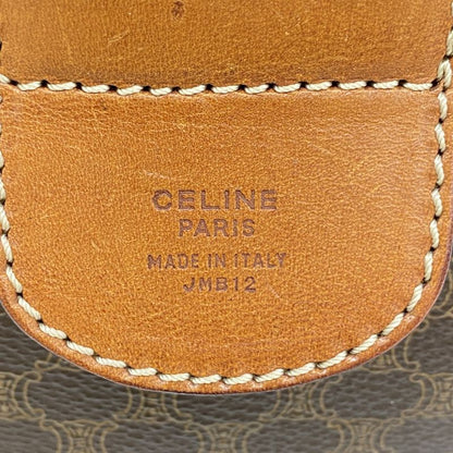 Celine Boston Bag Macadam PVC Brown Gold Hardware Men Women Unisex