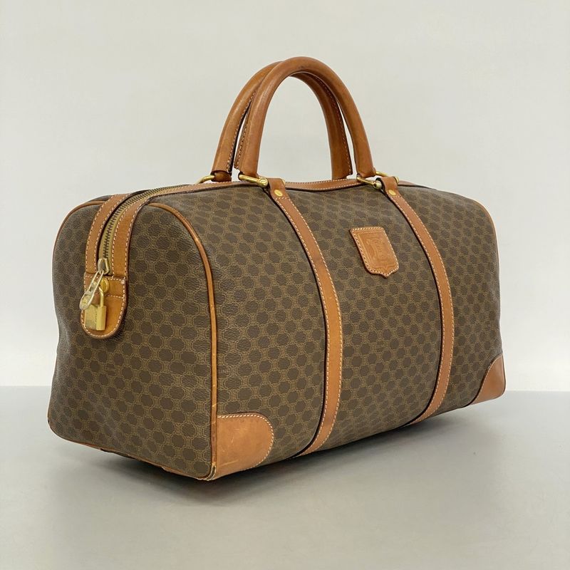 Celine Boston Bag Macadam PVC Brown Gold Hardware Men Women Unisex