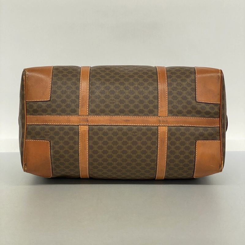 Celine Boston Bag Macadam PVC Brown Gold Hardware Men Women Unisex