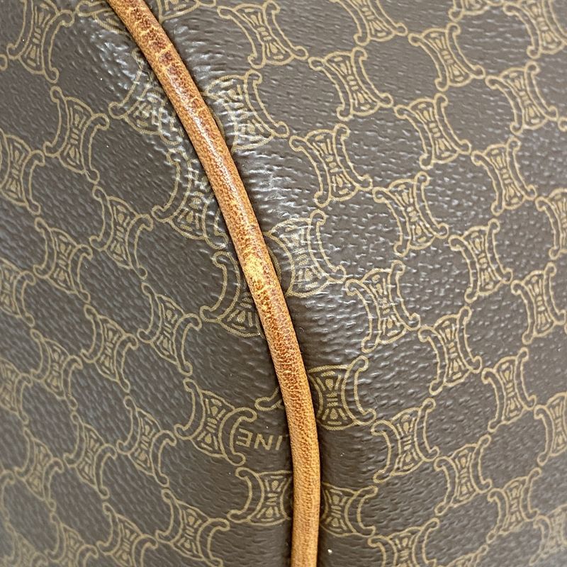 Celine Boston Bag Macadam PVC Brown Gold Hardware Men Women Unisex