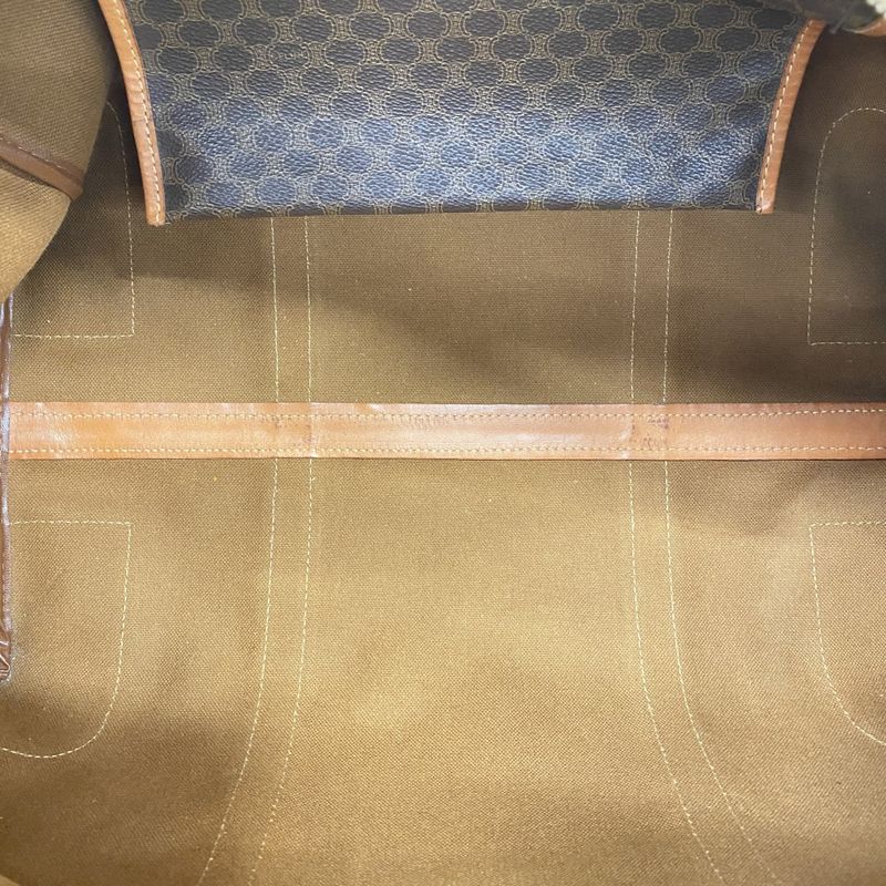 Celine Boston Bag Macadam PVC Brown Gold Hardware Men Women Unisex