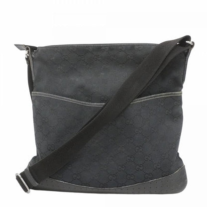 Gucci Shoulder Bag GG Canvas 145857 Canvas Black Silver Hardware Women's