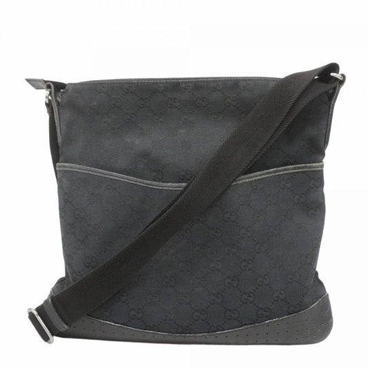 Gucci Shoulder Bag GG Canvas 145857 Canvas Black Silver Hardware Women's