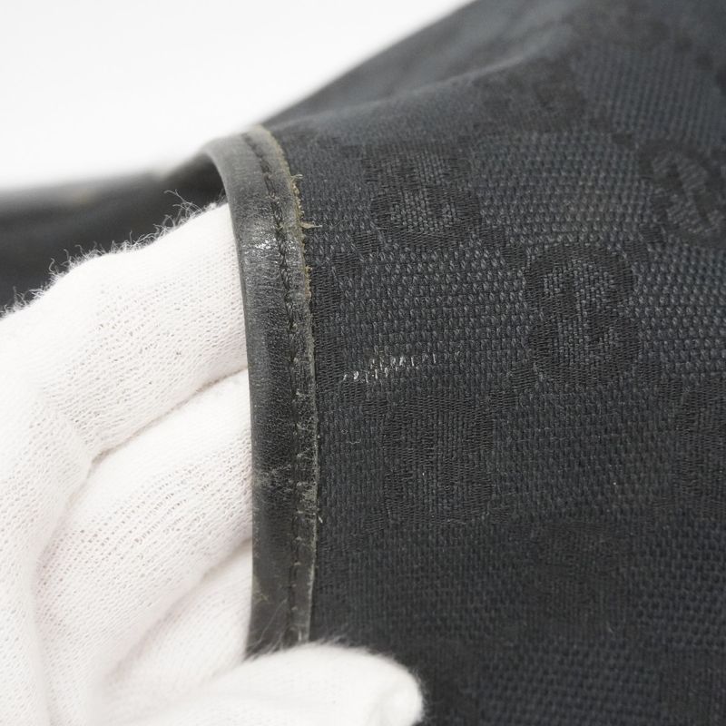 Gucci Shoulder Bag GG Canvas 145857 Canvas Black Silver Hardware Women's