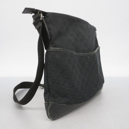 Gucci Shoulder Bag GG Canvas 145857 Canvas Black Silver Hardware Women's