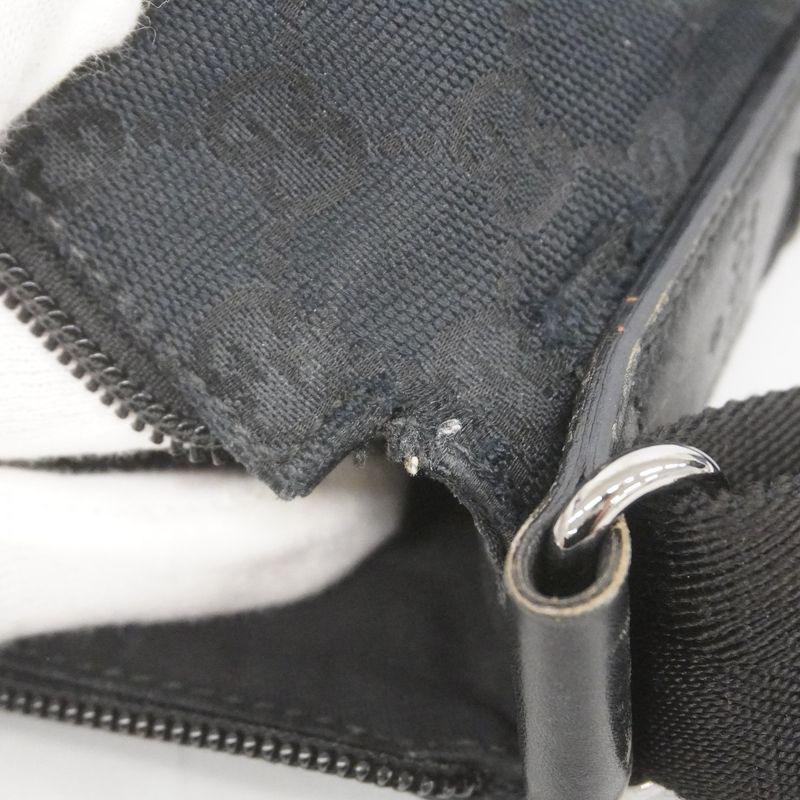 Gucci Shoulder Bag GG Canvas 145857 Canvas Black Silver Hardware Women's