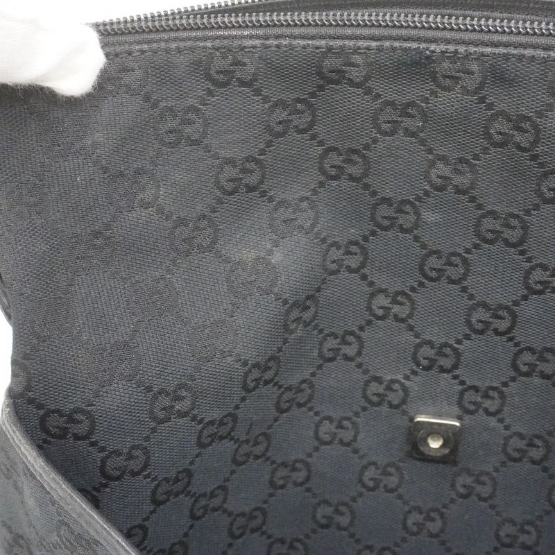 Gucci Shoulder Bag GG Canvas 145857 Canvas Black Silver Hardware Women's