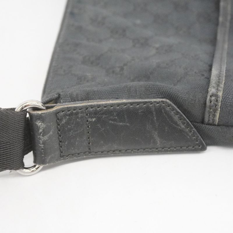 Gucci Shoulder Bag GG Canvas 145857 Canvas Black Silver Hardware Women's