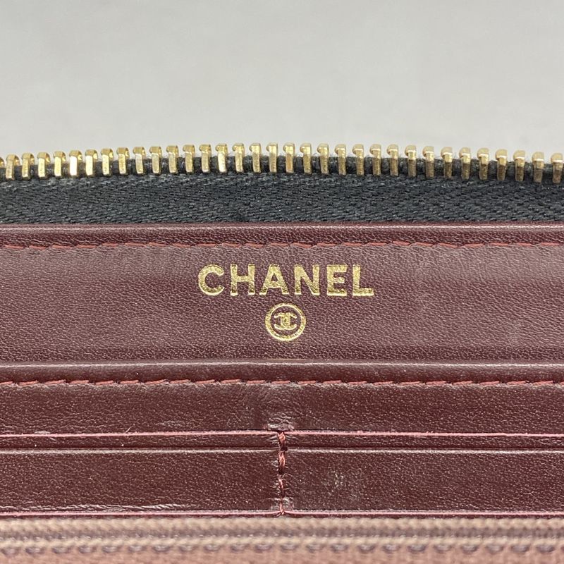 Chanel Long Wallet Matelasse Caviar Skin Black Gold Hardware Women's