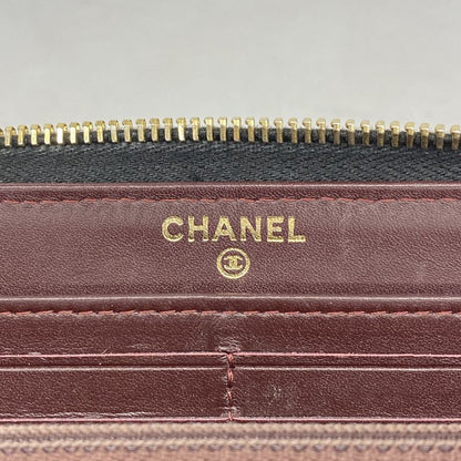 Chanel Long Wallet Matelasse Caviar Skin Black Gold Hardware Women's