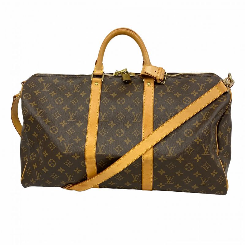 Louis Vuitton Boston Bag Monogram Keepall Bandoliere 50 M41416 Brown Men Women