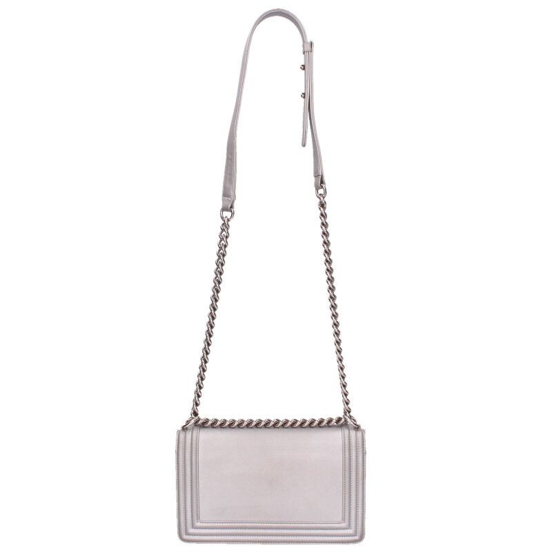 Chanel Boy Chanel 25 LED Light Metallic Calfskin Chain Shoulder Bag Women's 25