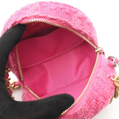 Chanel Shoulder Bag Chanel 19 Matelasse Fuchsia Pink Fabric Matelasse Round