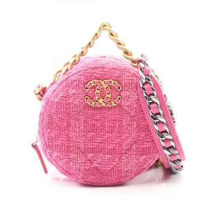 Chanel Shoulder Bag Chanel 19 Matelasse Fuchsia Pink Fabric Matelasse Round