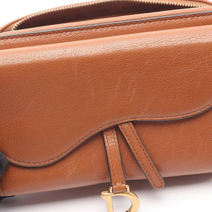 Dior Double Saddle Pouch Brown Leather