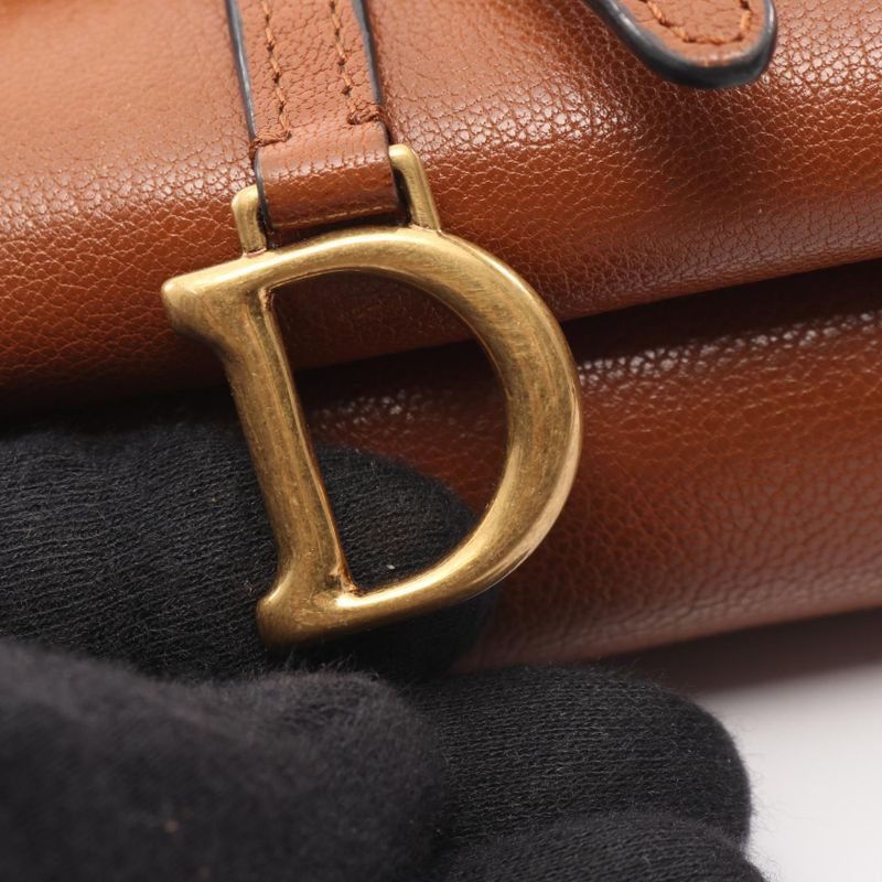 Dior Shoulder Bag Double Saddle Pouch Brown Leather Double Saddle Pouch