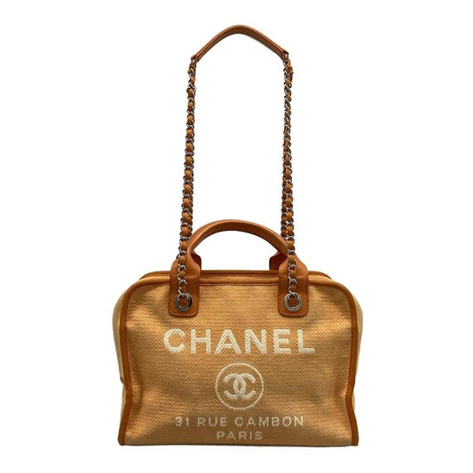 Chanel Shoulder Bag Deauville Beau Ring Bag Orange Chain Shoulder Silver