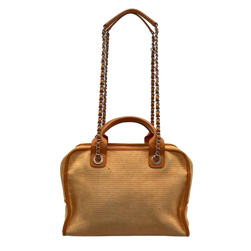 Chanel Shoulder Bag Deauville Beau Ring Bag Orange Chain Shoulder Silver