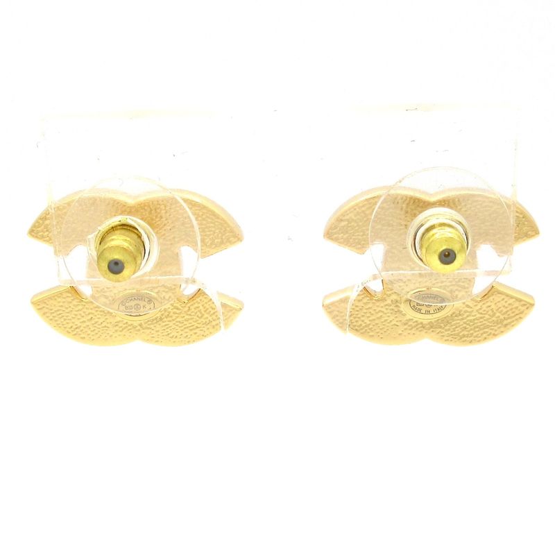 Chanel Earrings Coco Mark Gold X Bordeaux