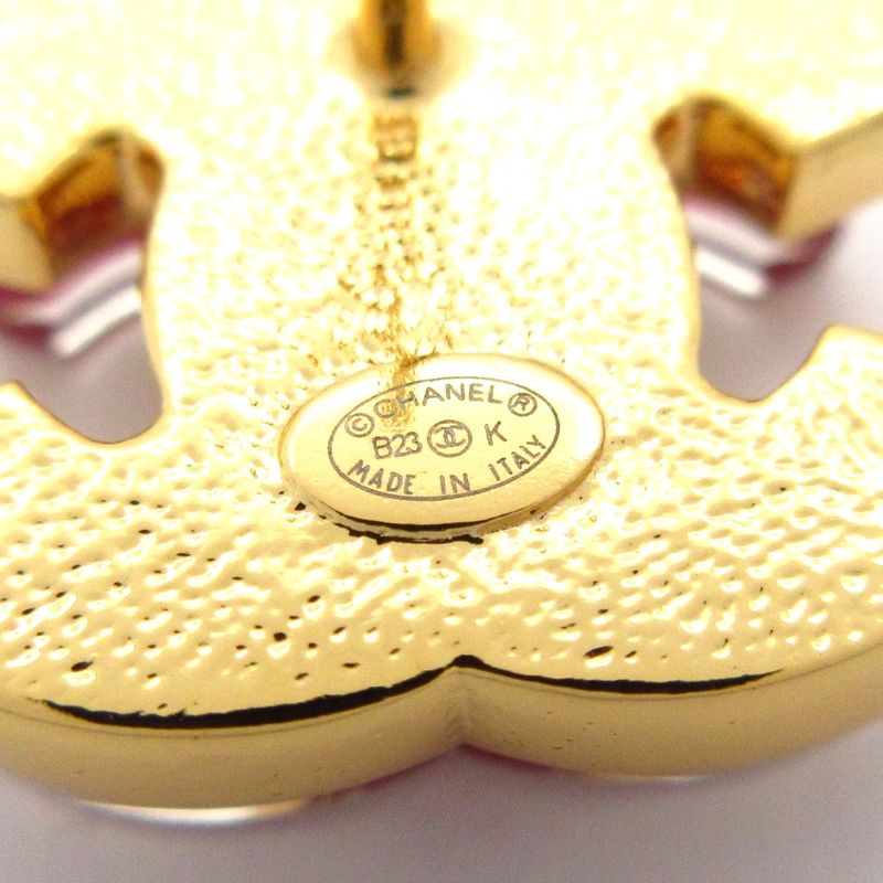 Chanel Earrings Coco Mark Gold X Bordeaux