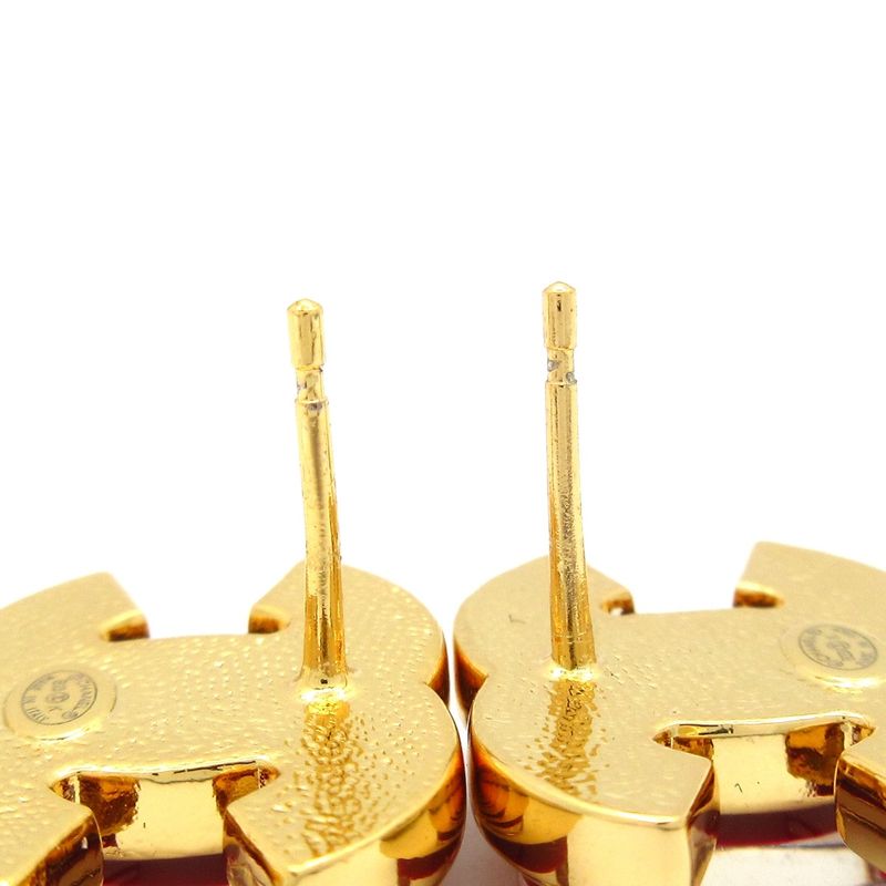 Chanel Earrings Coco Mark Gold X Bordeaux