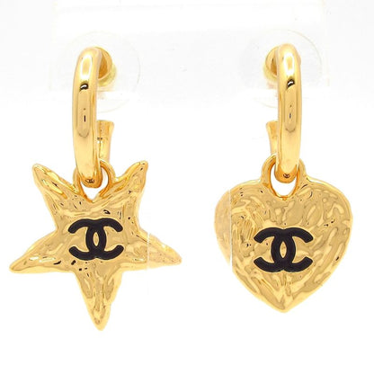 Chanel Earrings Coco Mark Gold Star Heart