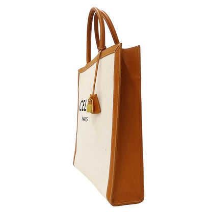 Celine Bag Tote Canvas Vertical Cabas Large Brown Ivory