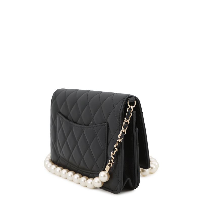 Chanel Chain Wallet Quilted Pearl CC Logo Lambskin